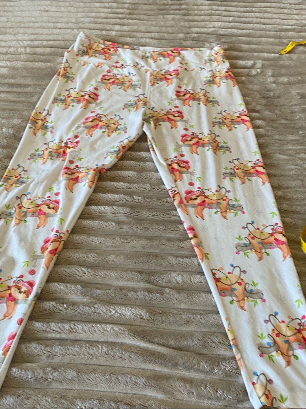 White Girls' Pajama Leggings with Colorful Fox Print